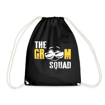 The Groom Squad Retro Funny Bachelor Party T-Shirt - Drawstring Bag - black - Front