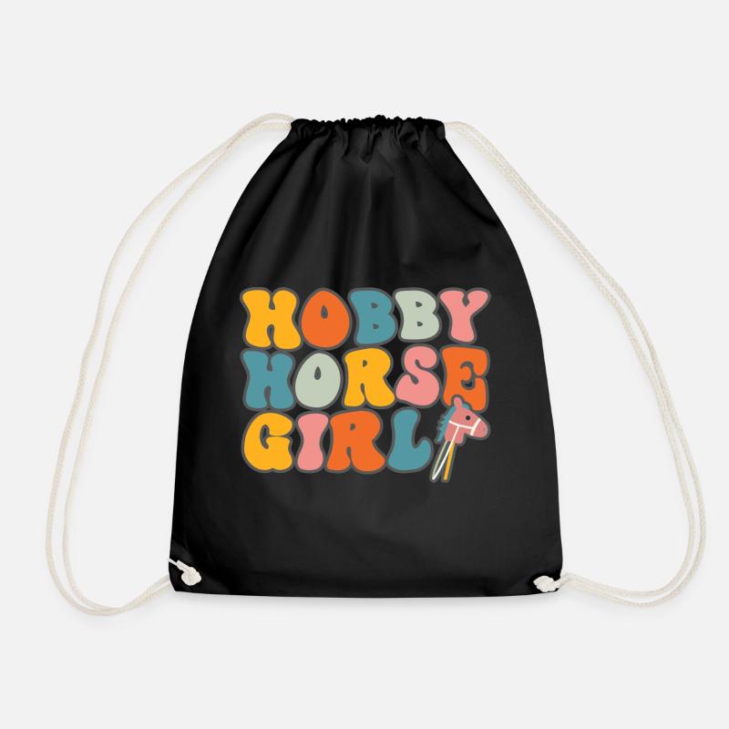 Hobby Horsing Retro Design mit Steckenpferd - Turnbeutel - Schwarz