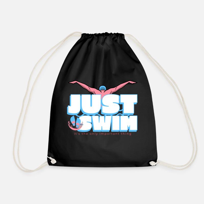 Just Swim, it's the only importent thing - Drawstring Bag - black