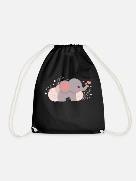 Elefant - Turnbeutel - Schwarz
