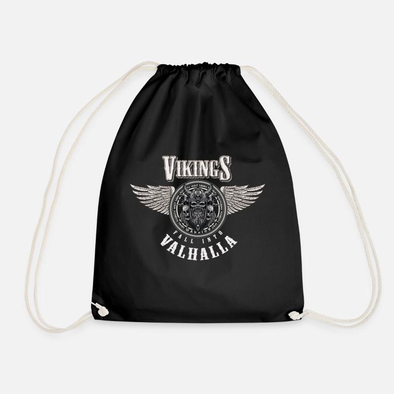 Wikinger Schädel | Geschenk für wikinger Fans - Turnbeutel - Schwarz
