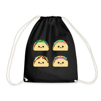 Les tacos Kawaii - Drawstring Bag - black - Front