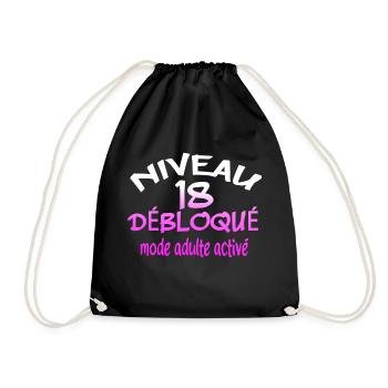 ANNIVERSAIRE 18 ANS CITATION DRÖLE BLAGUE HUMOURS - Sac de sport léger - noir - Devant