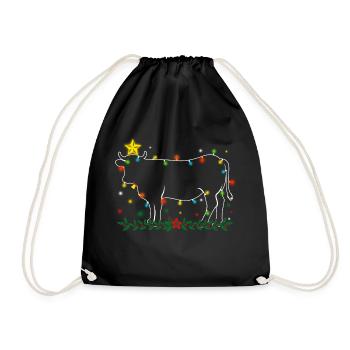 Cow Tree Farmer Vintage Christmas Tree Xmas Reinde - Turnbeutel - Schwarz - Vorne