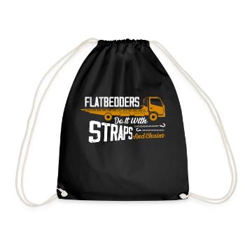 Flatbedders Do It With Straps And Chains Tow Truck - Drawstring Bag - black - Front