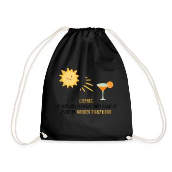 The aperitif, the best time for .... - Drawstring Bag - black - Front