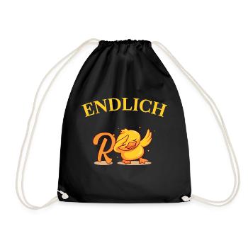 Endlich Rente Humor Ente Geschenk - Turnbeutel - Schwarz - Vorne