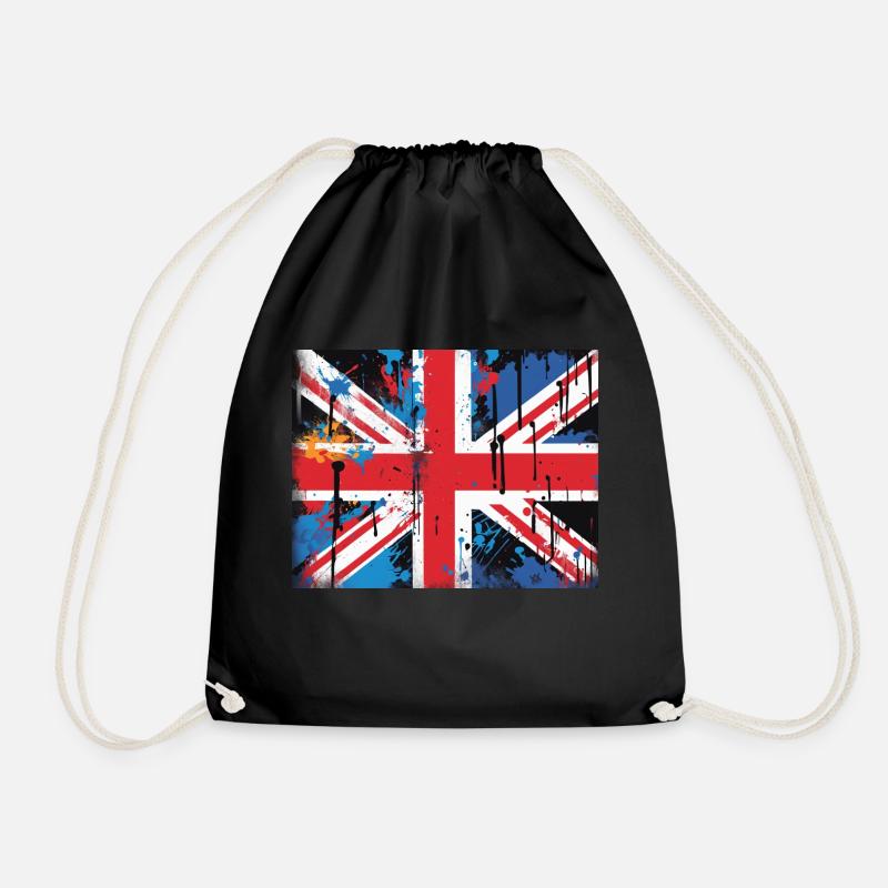 British Flag Graffiti Art - Drawstring Bag - black