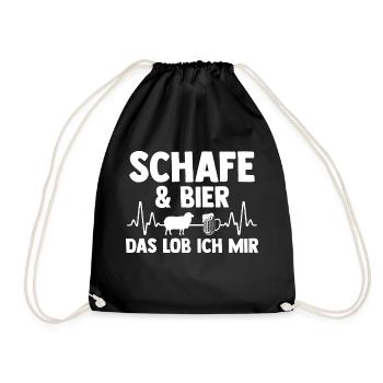 Landwirt Schäfer Bier Bauernhof Schafe - Turnbeutel - Schwarz - Vorne
