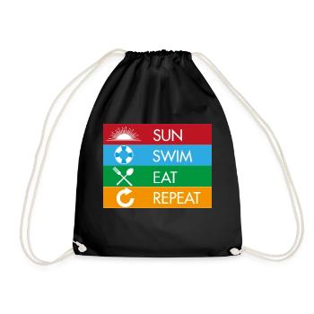 Sun Swim Eat Repeat - Turnbeutel - Schwarz - Vorne