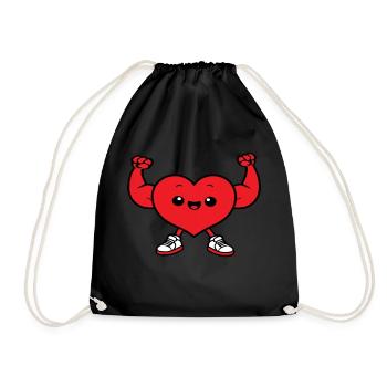 Kleines muskulöses Herz Niedliches Chibi - Turnbeutel - Schwarz - Vorne