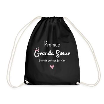 Promue grande soeur en janvier - annonce grossesse - Sac de sport léger - noir - Devant