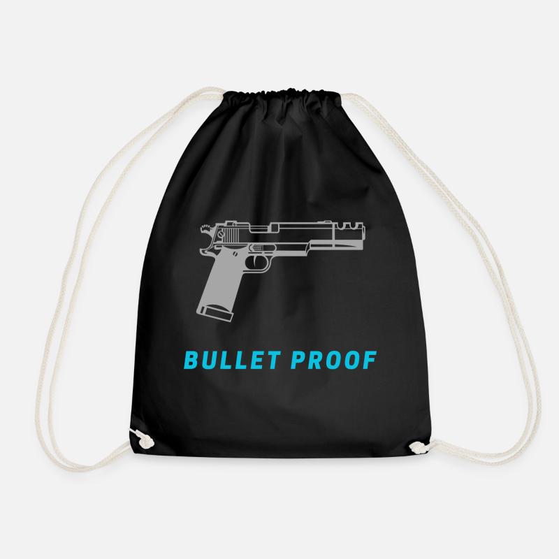 Bullet Proof Gun Design - Drawstring Bag - black