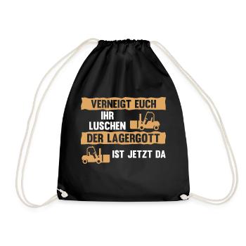 Lagergott Gabelstapler Staplerfahrer Logistiker La - Turnbeutel - Schwarz - Vorne