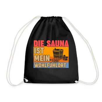Wellness Saunagänger Saunieren Saunierer Sauna - Turnbeutel - Schwarz - Vorne