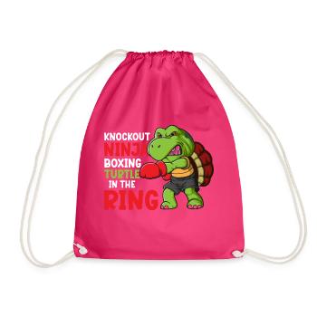Funny Turtle Graphic Knockout Turtle Ninja Vintage - Drawstring Bag - fuchsia - Front