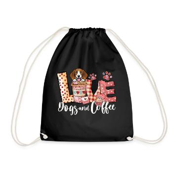 Beagle Dog Coffee Lover Dog Mom Valentines Day - Drawstring Bag - black - Front