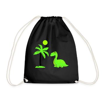 dinosaurier palme 02 - Turnbeutel - Schwarz - Vorne