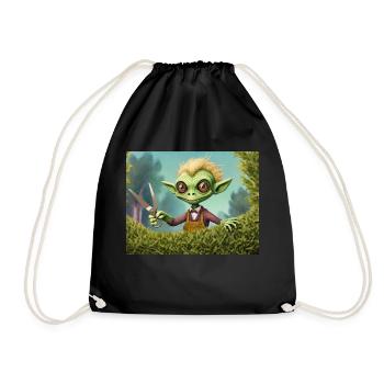 niedliche kleine grüne retro vintage alien detektiv - Turnbeutel - Schwarz - Vorne