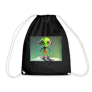 mignon petit vert rétro vintage alien skie - Sac de sport léger - noir - Devant