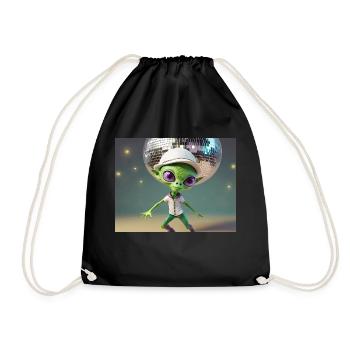 niedliche kleine grüne retro vintage alien jeden tag - Turnbeutel - Schwarz - Vorne