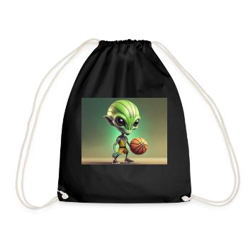 niedliche kleine grüne retro vintage alien basketball - Turnbeutel - Schwarz - Vorne