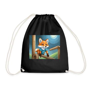 Niedlicher kleiner Teufel Fuchs Alltag – Spielplatz - Turnbeutel - Schwarz - Vorne