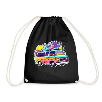 Camper Wohnmobil Campen - Turnbeutel - Schwarz - Vorne