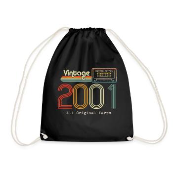 Original 2001 Vintage Vintage Retro Birthday - Drawstring Bag - black - Front