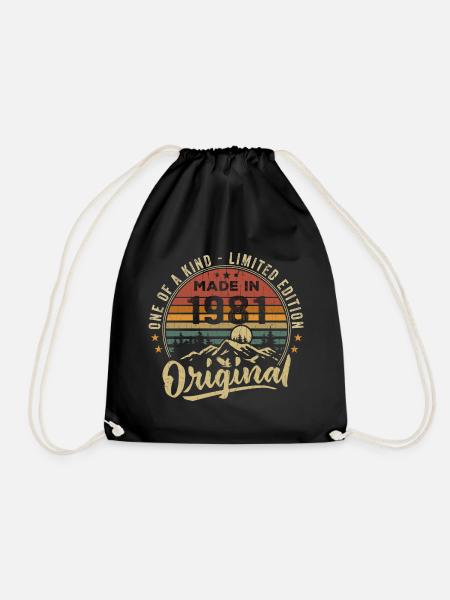 Geboren 1981 Original Retro Vintage Geburtstag 1981 - Turnbeutel - Schwarz