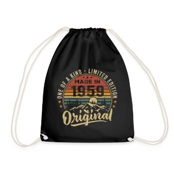 Born 1959 Original Retro Vintage Birthday 1959 - Drawstring Bag - black - Front