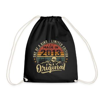 Born 2013 Original Retro Vintage Anniversary 2013 - Drawstring Bag - black - Front