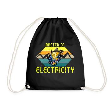 Master of electricity Electrician Lighting Technician - Drawstring Bag - black - Front