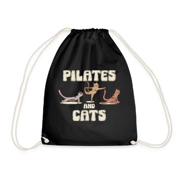 Pilates and Cats Relaxation Motif - Drawstring Bag - black - Front