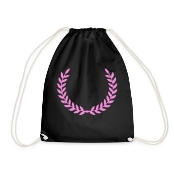 Wreath Pink - Drawstring Bag - black - Front