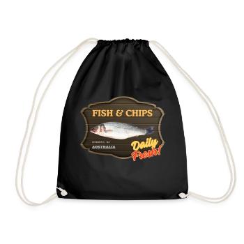 Fish and Chips, Daily Fresh - Turnbeutel - Schwarz - Vorne