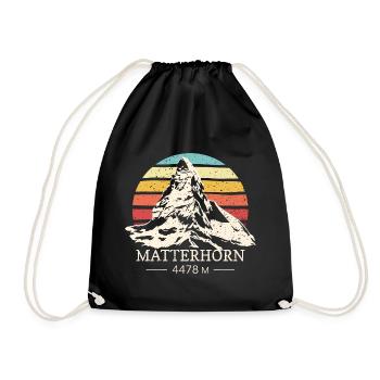 Matterhorn Climbing Finisher Skiing Zermatt - Drawstring Bag - black - Front