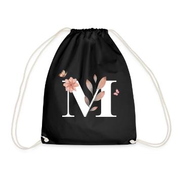 Letter M Wildflowers Watercolors - Drawstring Bag - black - Front