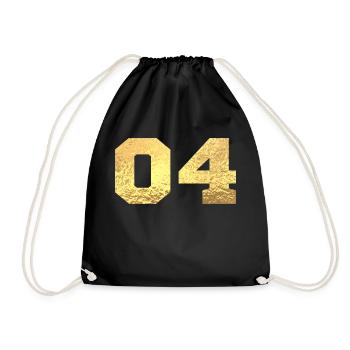 Number 4 Gold Glitter - 4th Anniversary - Drawstring Bag - black - Front