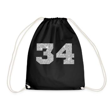 Numéro 34 paillettes argenté - 34e anniversaire - Sac de sport léger - noir - Devant