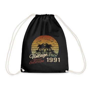 Jahrgang 1991 Geburtstagsgeschenk 1991 Retro 1991 - Turnbeutel - Schwarz - Vorne