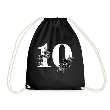 Numéro 10 floral noir -10e anniversaire floral - Sac de sport léger - noir - Devant