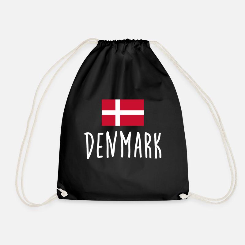 Denmark Flag - Denmark Flag - Copenhagen - Drawstring Bag - black