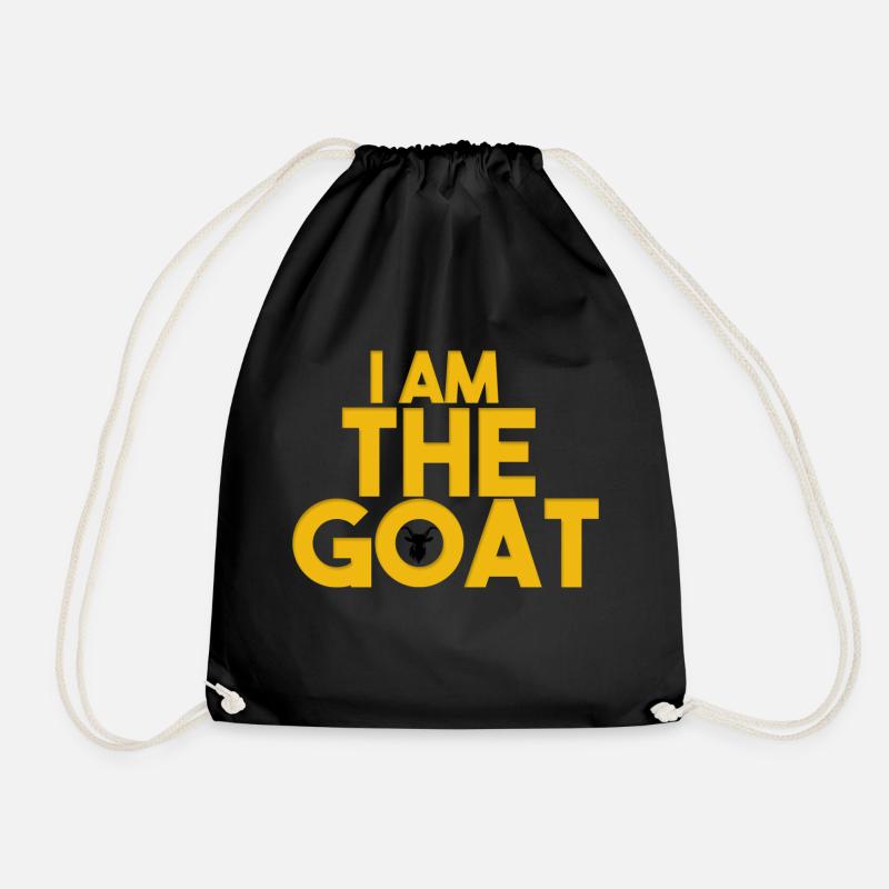 goat/ ( Gold) - Drawstring Bag - black