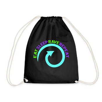 Eat Sleep Rave Repeat Food Sleep Raven Saying - Drawstring Bag - black - Front