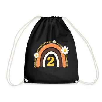 2nd Birthday Yellow Rainbow - Drawstring Bag - black - Front