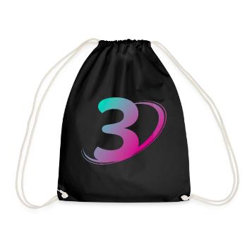 Number 3 multicolor - Drawstring Bag - black - Front