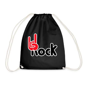 Heavy Metal Hard Rock Music Horns Hand Gesture Logo - Drawstring Bag - black - Front