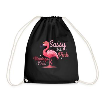 Sassy And Pink Flamingo Chic Pink Bird Cute - Drawstring Bag - black - Front