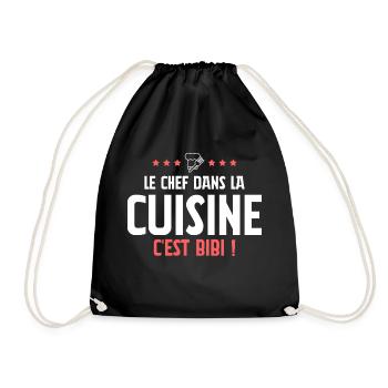 Le chef dans la cuisine c'est bibi ! - Tablier - Sac de sport léger - noir - Devant